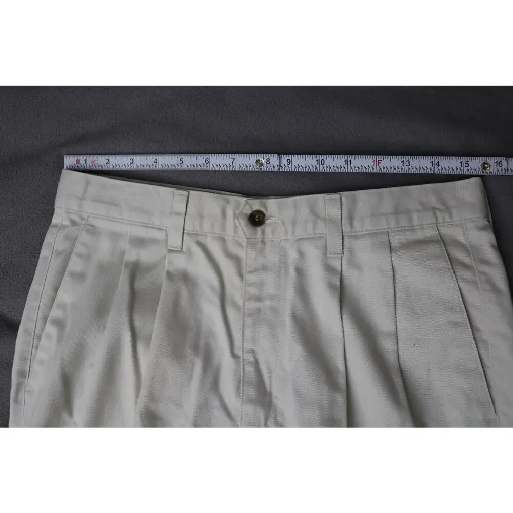 DOCKERS Pleated Khakis Men 32x30 Beige 100 Cotton Classic No Wrinkle Made In USA - Picture 3 of 15